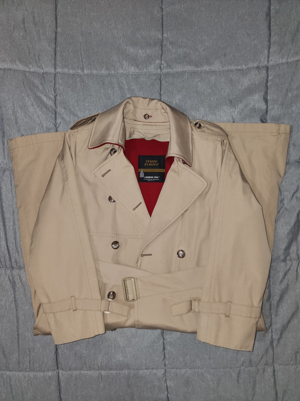Classic vintage London Fog "Tempo Europa" double-breasted long trench coat